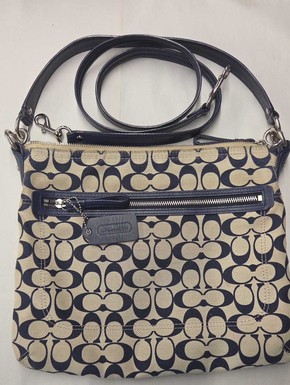 Coach Signature Canvas Crossbody - Navy and Beige